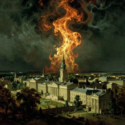 Dark and green Ancient Neoclassical Town. By Joseph Mallord William Turner, fractal flame, highly detailded