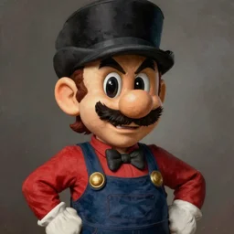 hyper realistic dapper fancy luigi wearing a top hat, smirking deviously, painted by greg rutkowski, wlop, artgerm, jojo's bizarre adventure, dishonored 2