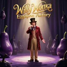 gene wilder in willy wonka and the eggplant factory, digital art
