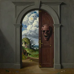 a portal door to leading to heaven with a portal door leading to hell, by hieronymus bosch, trending on artstation, trending on nightcafe, by alexander fedosa oil on canvas