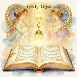 an open quran highly detailed, gold filigree, romantic storybook fantasy, soft cinematic lighting, award, watercolor illustration by mandy jurgens and alphonse mucha and alena aenami, pastel color palette, featured on artstation