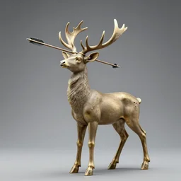 obsidian statue of a deer with an arrow thru its head