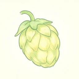 a line drawing of a hop seed. aztec pattern. soft yellow and green pastel color theme. graphic design. hq. detailed. muted colors.