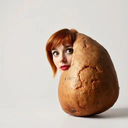 studio photo still of emma stone as a potato, 8 k, studio lighting, key light from right side