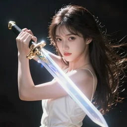 a girl wielding a photon sword art by akikazu mizuno