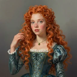 portrait of Princess Merida, retro and ethereal, expressive pose, Op Art, highly detailed, digital painting, artstation, concept art, smooth, sharp focus, by Jean Auguste Dominique Ingres