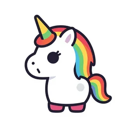 Rainbow Robot Unicorn profile picture for social media sites. Limited palette, crisp vector line