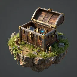 island inside of a treasure, unreal engine, ultradetailed, trending on artstation, devianart, cgsociety, amazing details