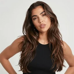 olivia lopes from the h3 podcast posing to take a picture with her mouth tilted, high quality, photography