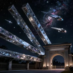 C-beams glittering in the dark near the Tannhäuser Gate by Stewart Cowley, starships, nebula, concept art, trending in artstation, 8k, realistic octane render