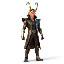 armored loki trickster, stylized pixar-style 3d render, full body, standing, isolated on a pure white background, centered, whole figure in frame, sharp focus, studio lighting
