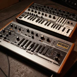 a TB303, a TR909, A Moog Synthesizer