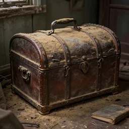 old treasure chest in an abandoned 1 7 0 0's attic with old library covereb by dust and cobwebs, hyperdetailed, artstation, cgsociety, 8 k