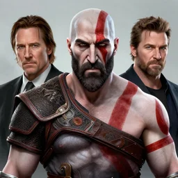a highly detailed beautiful portrait of keanu reeves as kratos, by gregory manchess, james gurney, james jean