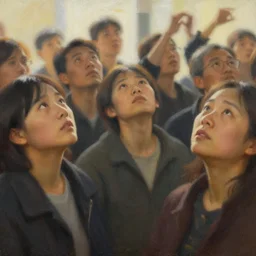 very detailed painting of people looking up, concept art, 8 k, backlit