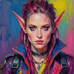 winona ryder as an apocalyptic scifi orcish biker character, psychedelic vibrant colors, futuristic punk rock fashion, oil painting by michael whelan art, perfect face, sharp focus, detailed eyes, realistic, 8 k