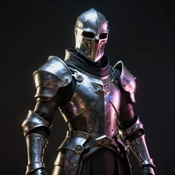 sci - fi knight stay in complete darkness, skull helmet, extreme contrast neon lit, sharp focus, wide shot, render, octane, fine details, concept art