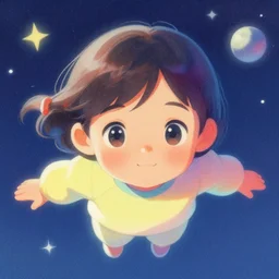 dithered portrait of a young girl floating in space, colorful, cute face by ilya kuvshinov, ( mai yoneyama ), makoto shinkai, katsura masakazu, dynamic pose, mads berg, kyoani, rounded eyes, illustration, anime poster, anime visual, halftone shading