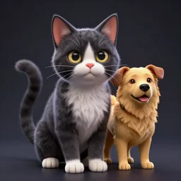 epic professional digital art of Cat-Dog (creature which is both cat and dog), trending on artstation, cgsociety, wlop, Behance, pixiv, cosmic, deviantart, epic, stunning, gorgeous, detailed,