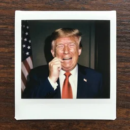 candid photo footage of Donald Trump crying, polaroid