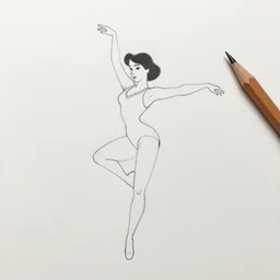 beautiful pencil - drawing outline art of a woman dancing, by glen keane