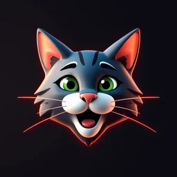 pixar animation of a logo shaped like a cat head