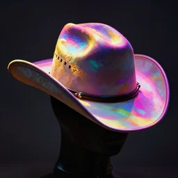[high tech cowboy hat in futuristic colours and fabrics, object design, couture]