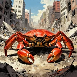 a giant mechanical crab in the middle of war - torn battlefield of a crumbling city, artstation, concept art, smooth, sharp focus, vivid grunge, manga, illustration, unreal engine 5, 8 k, wide angle, by bilibin and kuvshinov and malevich and mucha, traditional japanese colors, superior quality, very detailed