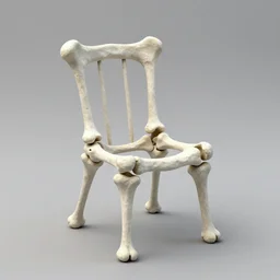 3 d render of a chair made out of bones