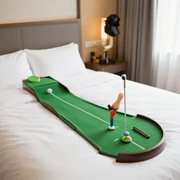 mini golf on a giant bed