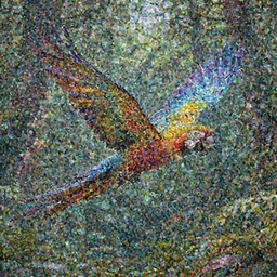 “a beautiful hologram of a psychedelic macaw flying through the forest, trending on artstation, 4k, volumetric lighting, octane render, photorealistic,” n - 9