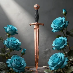 copper sword, cyan roses