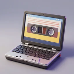 Realistic image of a retro cassettepunk 1980s laptop deviantart artstation 4k digital art detailed 3d realistic