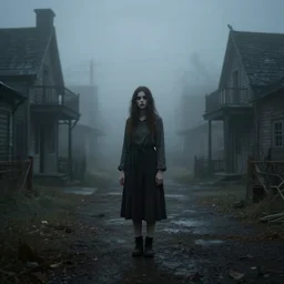 girl in a creepy foggy town