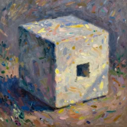 beautiful impressionist painting of companion - cube