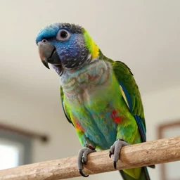 chattering lory laughing in a room wuewuewue seen from underneath mighty presence, funny youtube video