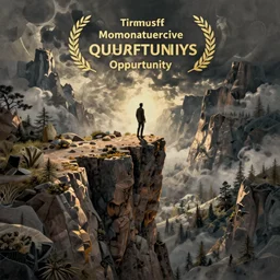 Standing on the precipice of oppourtunity, cliffside picture, intricate details, digital painting