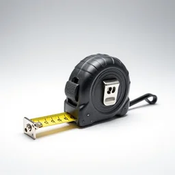 wrought iron tape measure, photorealistic, isolated on a pure white background, centered, entire object in frame, sharp focus, soft studio lighting