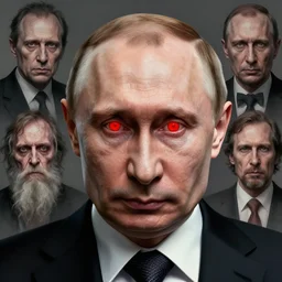 vladimir putin, is horror gremlin ghoul, awe face, red glowing eyes, toothless horror macabre face, by donato giancola and greg rutkowski and wayne barlow and zdzisław beksinski, realistic face, digital art