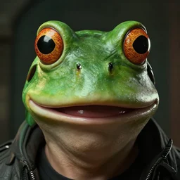 hyperrealistic mixed media image of info wars alex jones ( ( frog ) ) ( mask ), stunning 3 d render inspired art by xiang duan and thomas eakes and greg rutkowski, perfect facial symmetry, hyper realistic texture, realistic, highly detailed attributes and atmosphere, dim volumetric cinematic lighting, 8 k octane detailed render, post - processing, masterpiece,