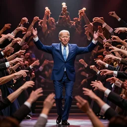 joe biden in a thousand hands dance, cinematic, symmetrical 8 k