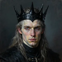 ( ( ( ( ( the portrait of hunter schafer ) ) ) ) ) in black wax crown by roberto ferri, dark fantasy, witcher!!!!!!!, very detailed oil painting, masterpiece, 8 k