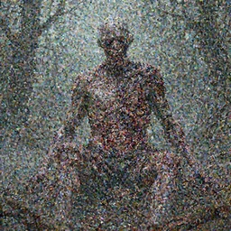 A realistic detailed photo of a creepy man, extra detailed body, crooked legs, blood, exploded belly, red eyes, destroyed body, dead skin, dead trees, detailed body, teeth filled with cavities, foggy landscape, creepy, light particles, detailed light, realistic shaders, trending on artisation, detailed textures, detailed, realistic.