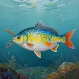 a surreal!!!! painting of a fish