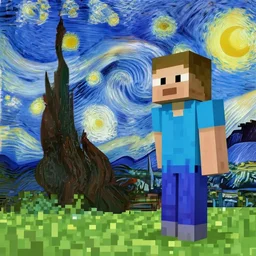 minecraft in style of vincent van gogh
