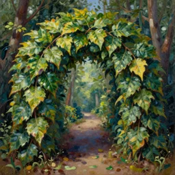 leaf arch, intricate oil painting by greg rutkowski, trending on artstation