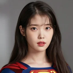 Protrait of a Beautiful IU from Hotel del Luna as supergirl, unreal engine, detailed face, rule of thirds, captivating and enticing, , by James Jean
