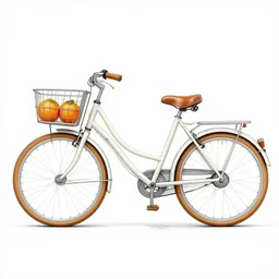 Bicycle with oranges as wheels, technical drawing