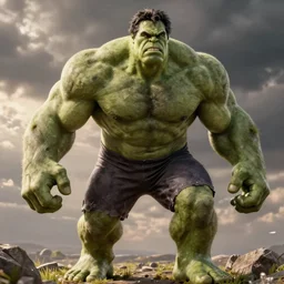 detailed ultrarealistic medium shot photography of nicholas cage as hulk cinematic full body shot