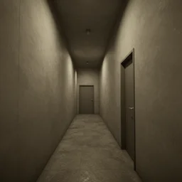 in - game screenshot of a first person shooter on unreal engine 5, narrow modern hallways of a secret government facility, photorealistic, liminal, brutalism, minimalism, soft vintage glow